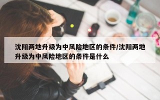 沈阳两地升级为中风险地区的条件/沈阳两地升级为中风险地区的条件是什么